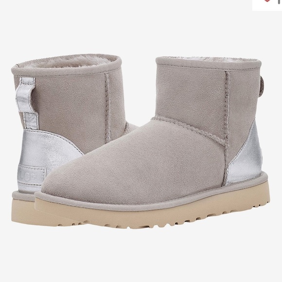 UGG Shoes - Grey Silver Metallic Ugg Classic Mini II Size 8 EUC